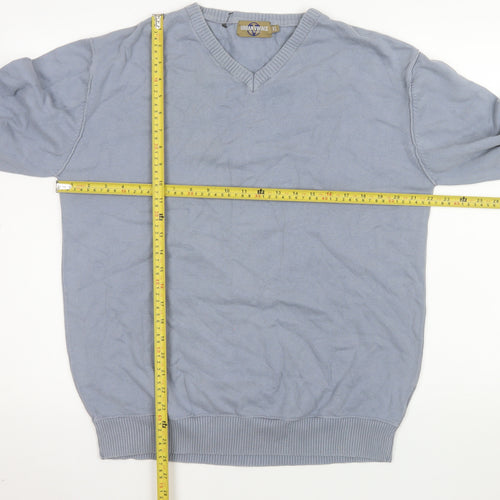 Urban Vintage Men's Blue XL V-Neck Cotton Pullover Jumper