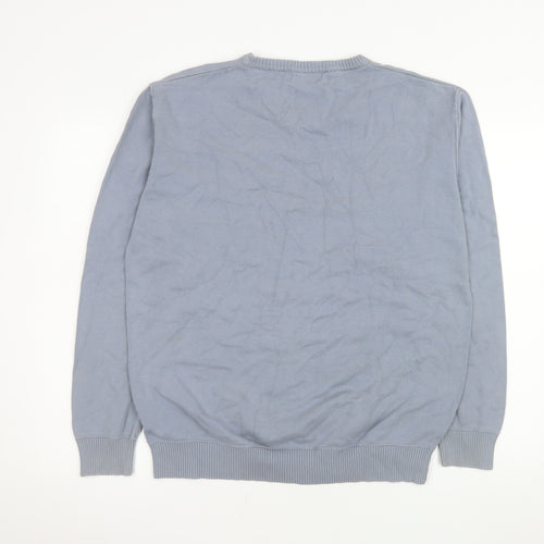 Urban Vintage Men's Blue XL V-Neck Cotton Pullover Jumper