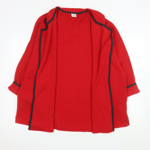 Lucia Women's Red Wool Open Front Cardigan Size 14