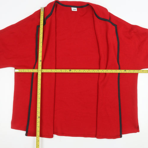 Lucia Women's Red Wool Open Front Cardigan Size 14