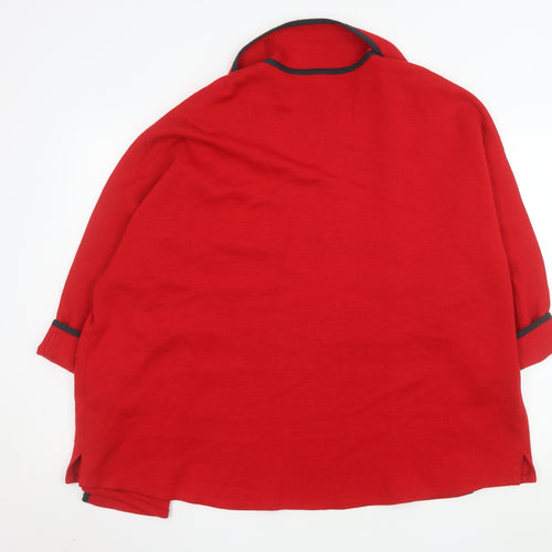 Lucia Women's Red Wool Open Front Cardigan Size 14