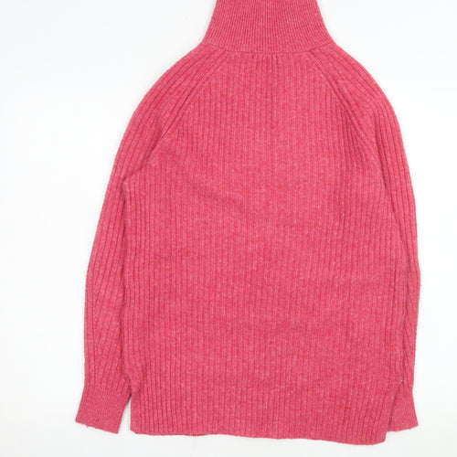 Marks and Spencer Womens Pink 1/2 Zip Ribbed Pullover Sweater Size S