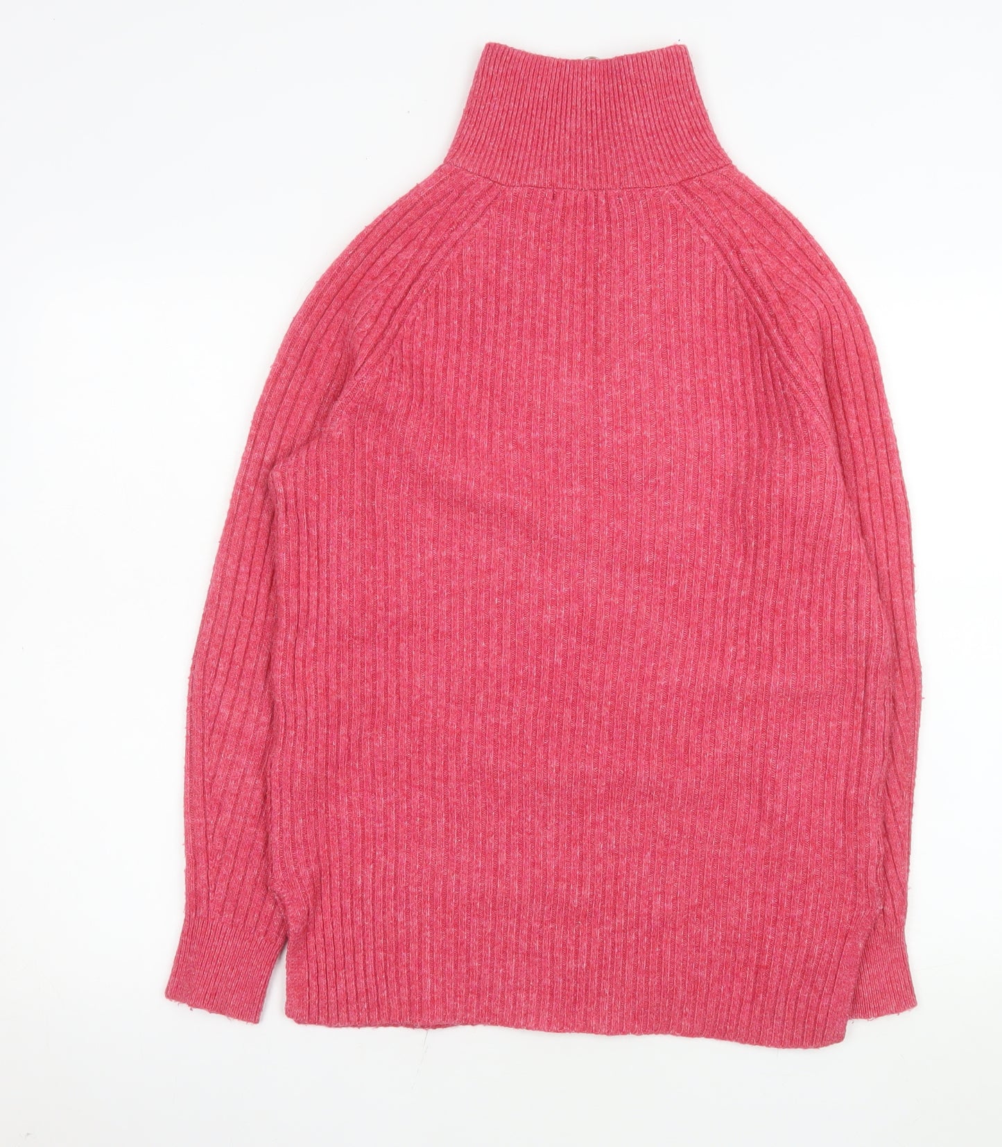 Marks and Spencer Womens Pink 1/2 Zip Ribbed Pullover Sweater Size S