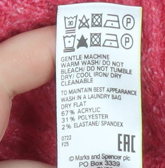 Marks and Spencer Womens Pink 1/2 Zip Ribbed Pullover Sweater Size S