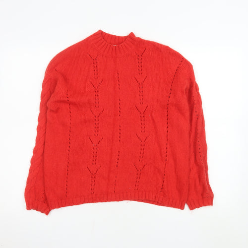 Marks and Spencer Women's Red Wool Blend Crew Neck Jumper Size S
