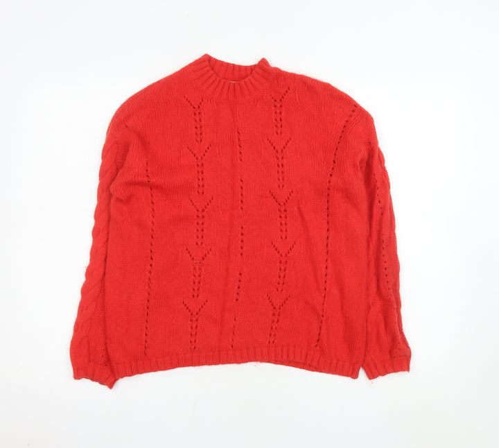 Marks and Spencer Women's Red Wool Blend Crew Neck Jumper Size S