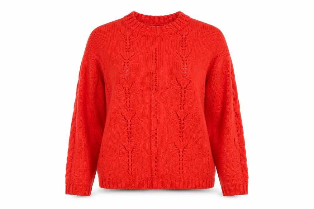 Front view of Marks & Spencer Women's Red Wool Blend Crew Neck Jumper, size S