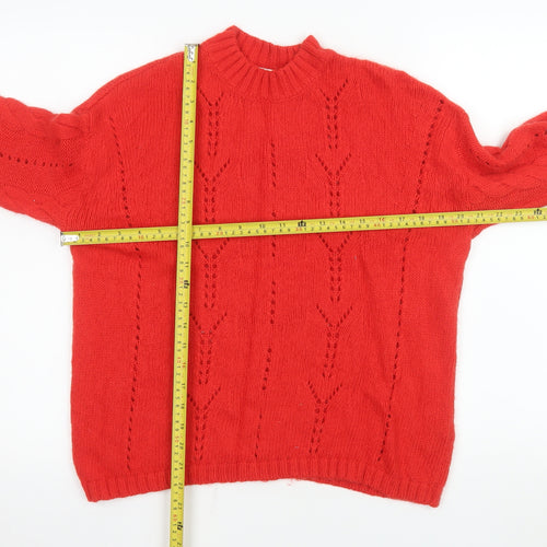 Marks and Spencer Women's Red Wool Blend Crew Neck Jumper Size S