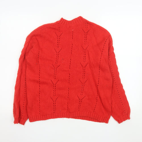 Marks and Spencer Women's Red Wool Blend Crew Neck Jumper Size S