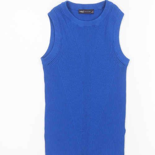 Marks and Spencer Women Blue Size 8 Sleeveless Knit Tank Top