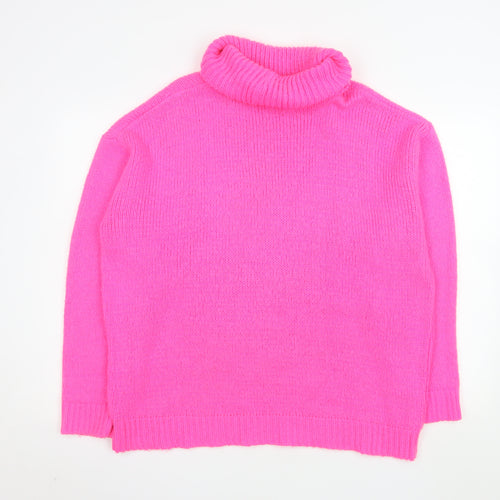 PrettyLittleThing Women's Pink Roll Neck Knitted Jumper Size S