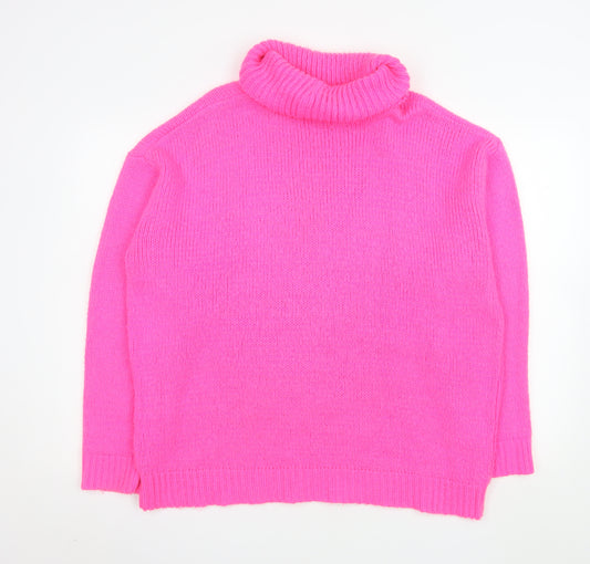 PrettyLittleThing Women's Pink Roll Neck Knitted Jumper Size S