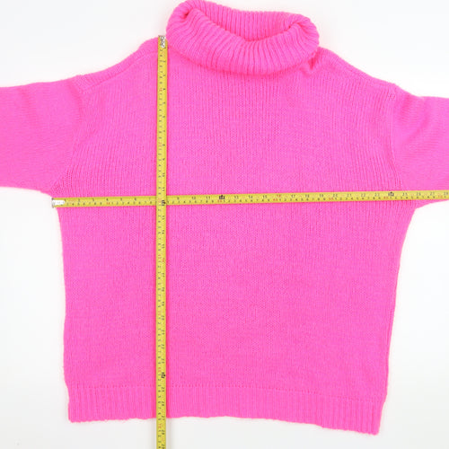 PrettyLittleThing Women's Pink Roll Neck Knitted Jumper Size S