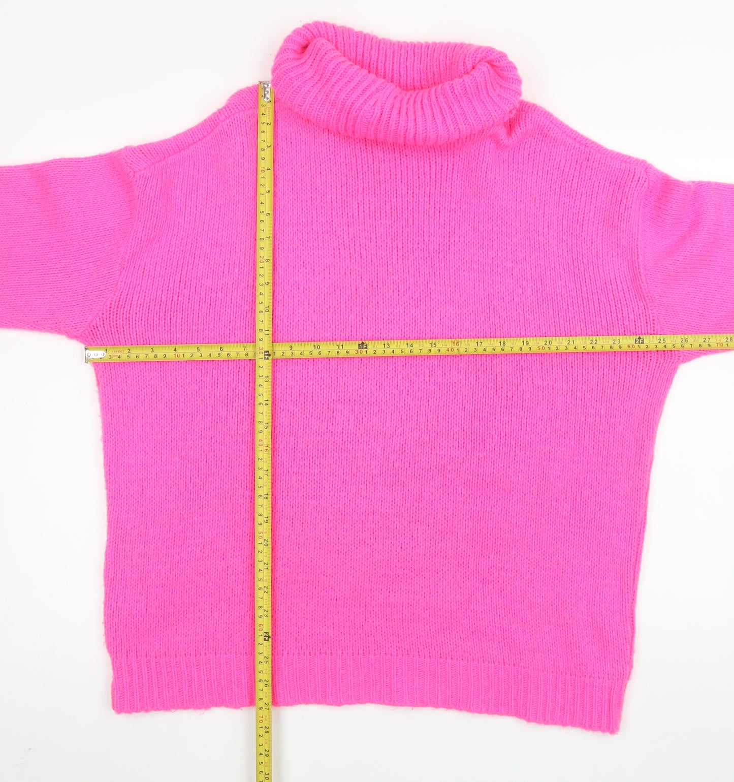 PrettyLittleThing Women's Pink Roll Neck Knitted Jumper Size S