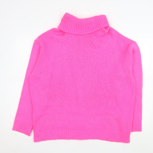 PrettyLittleThing Women's Pink Roll Neck Knitted Jumper Size S