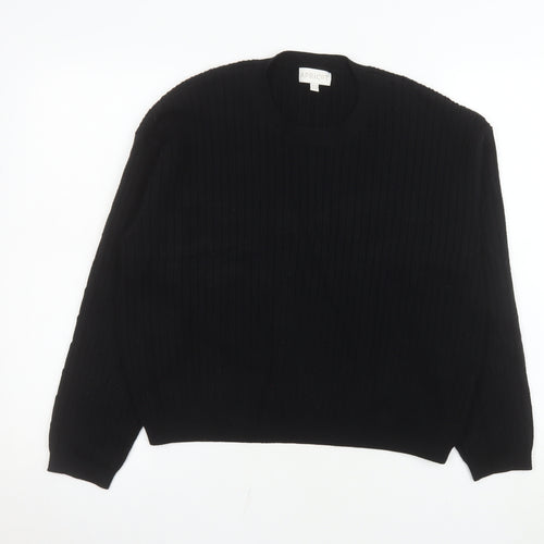 Apricot Womens Black Cable Knit Crew Neck Jumper Size 12