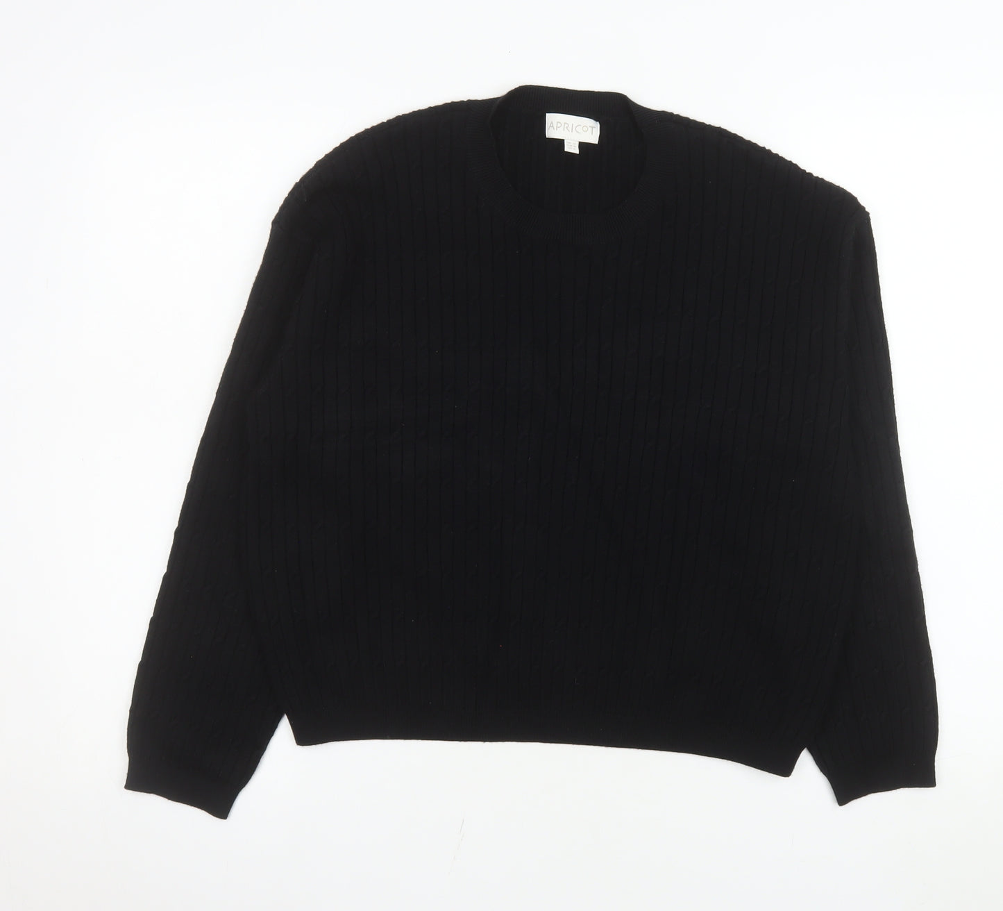 Apricot Womens Black Cable Knit Crew Neck Jumper Size 12