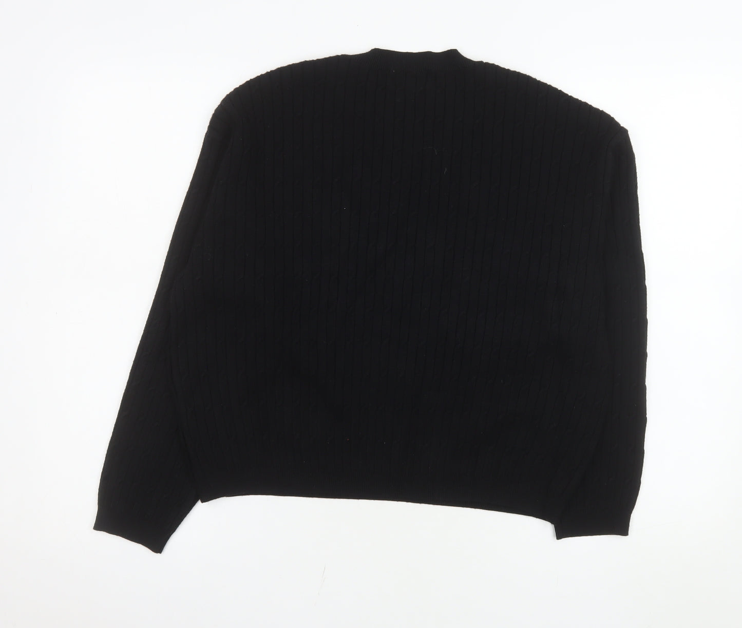 Apricot Womens Black Cable Knit Crew Neck Jumper Size 12