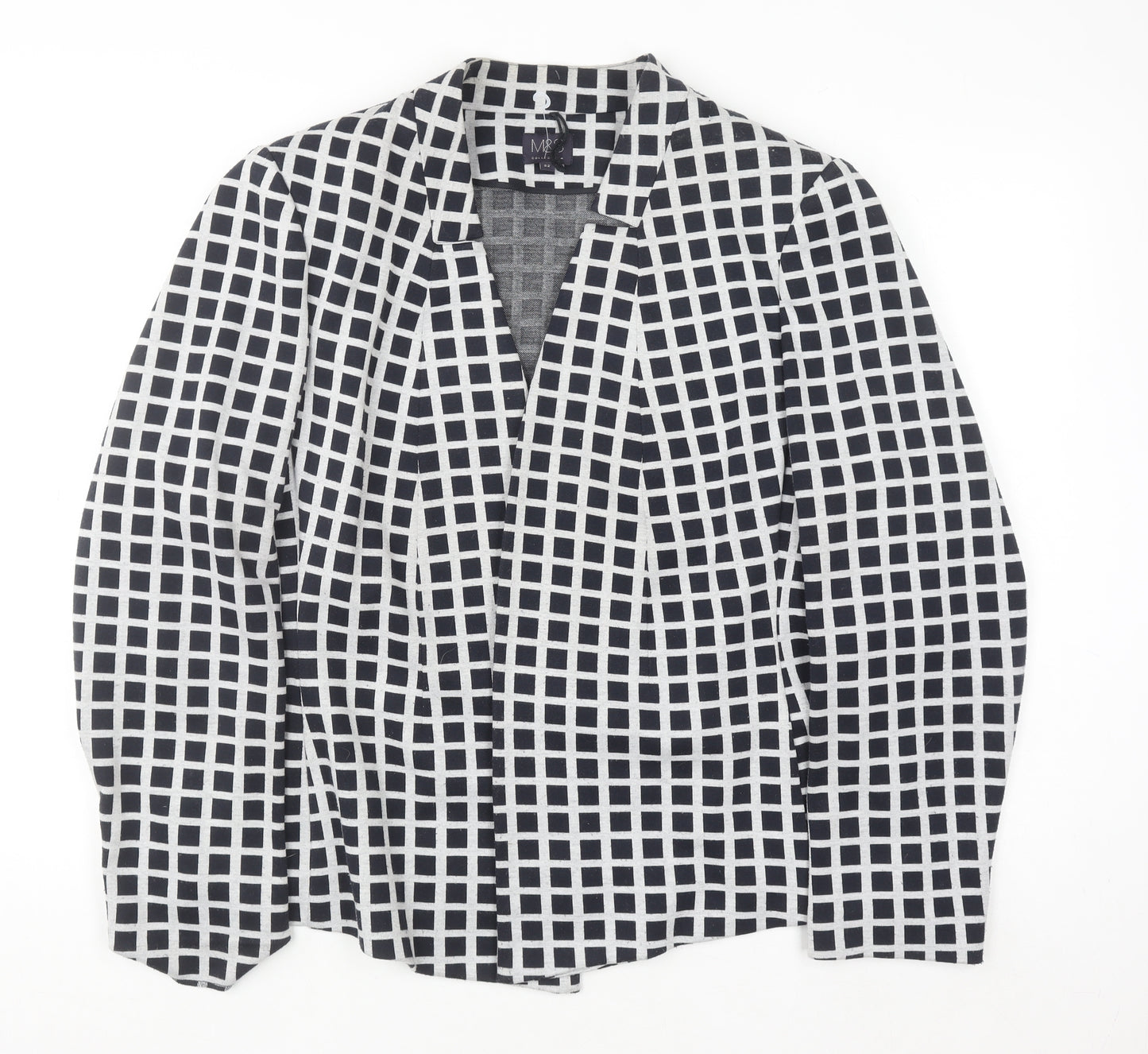 Marks and Spencer Women Blue Check Blazer Size 22 Regular Fit