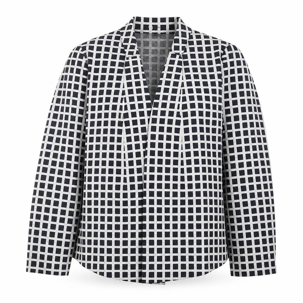 Front view of Marks & Spencer Women Blue Check Blazer, size 22, Regular Fit