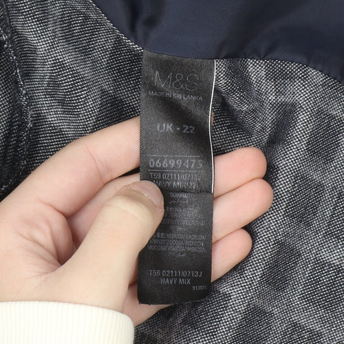Marks and Spencer Women Blue Check Blazer Size 22 Regular Fit