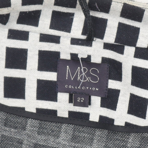 Marks and Spencer Women Blue Check Blazer Size 22 Regular Fit