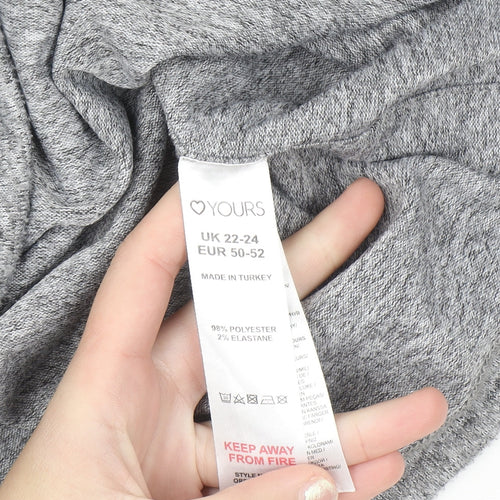 Yours Women Grey Long Sleeve Cowl Neck Pullover Sweatshirt Size 22-24