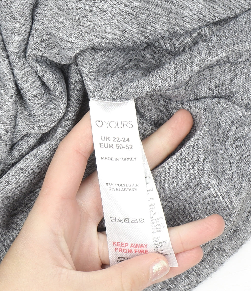 Yours Women Grey Long Sleeve Cowl Neck Pullover Sweatshirt Size 22-24