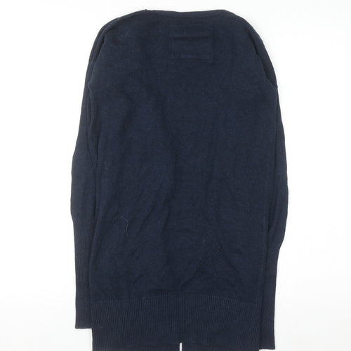 Hollister Womens Blue Ruffle Edge Cardigan XS Long Sleeve Knitwear