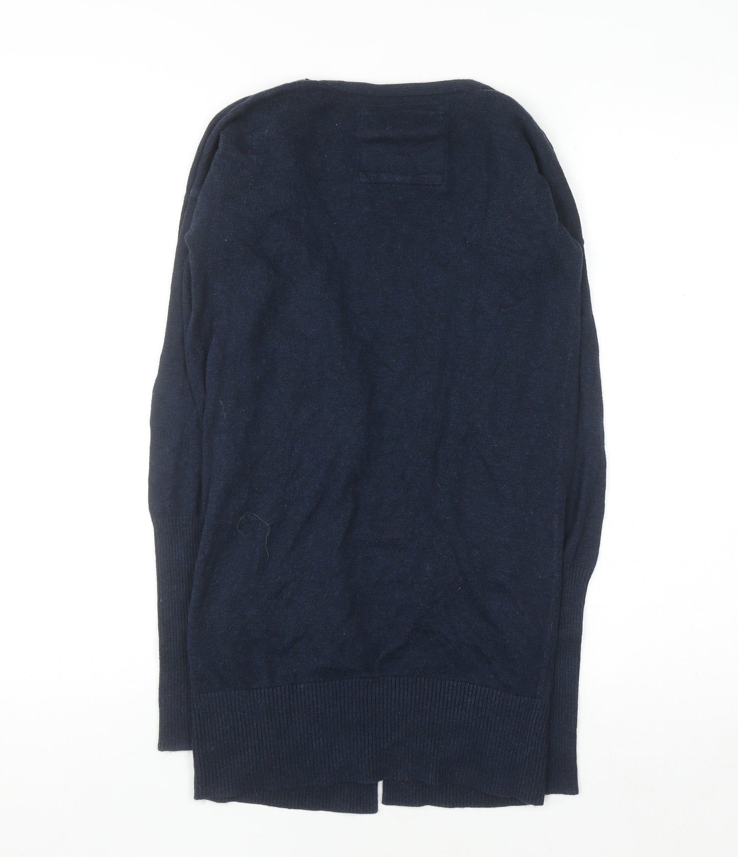 Hollister Womens Blue Ruffle Edge Cardigan XS Long Sleeve Knitwear