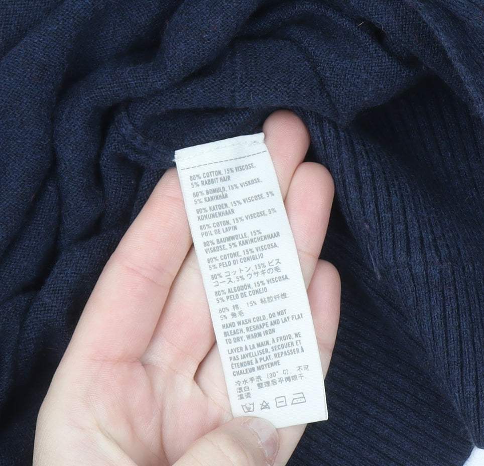 Hollister Womens Blue Ruffle Edge Cardigan XS Long Sleeve Knitwear