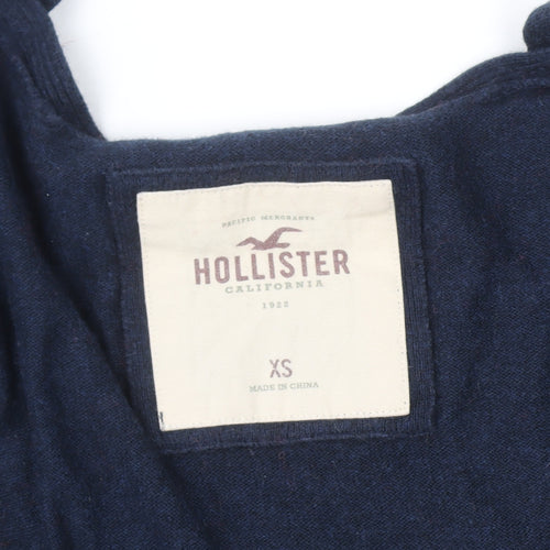 Hollister Womens Blue Ruffle Edge Cardigan XS Long Sleeve Knitwear