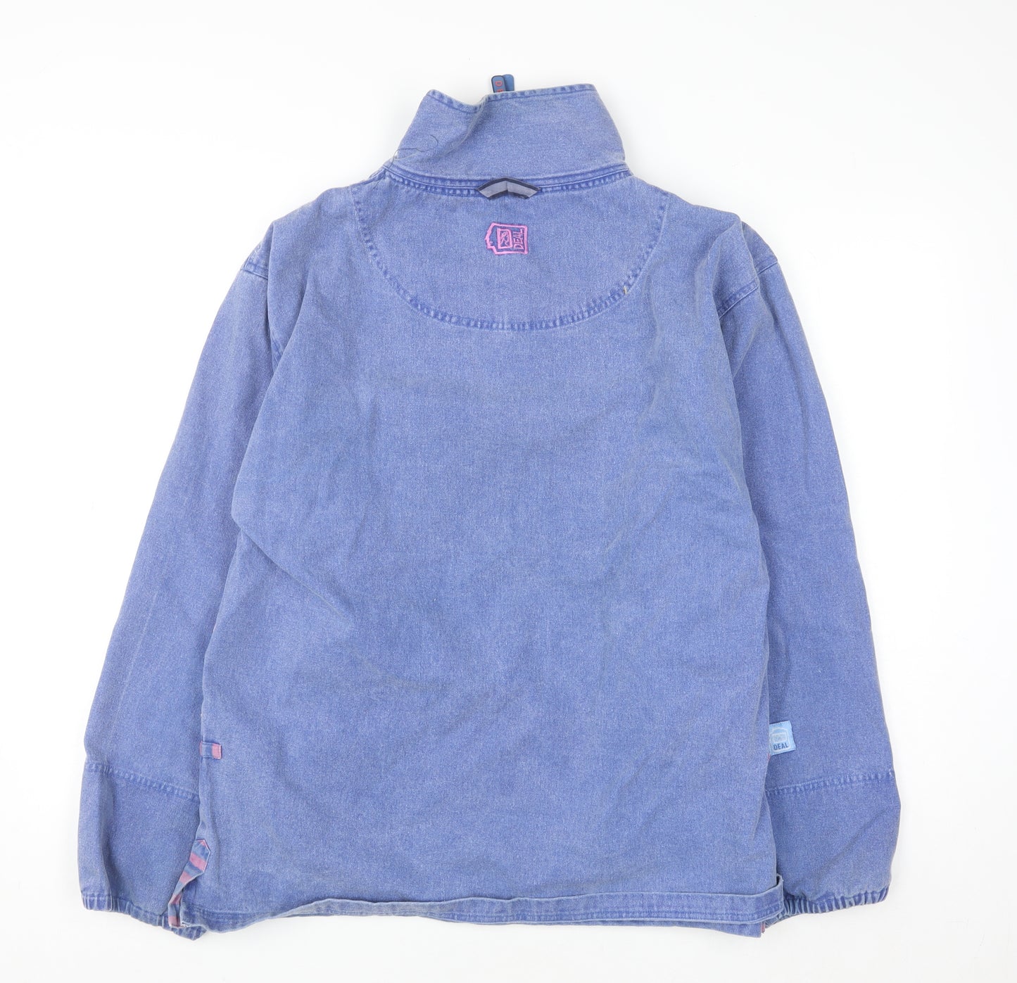 Deal Women Blue 1/2 Zip Pullover Hoodie Sweatshirt Cotton M