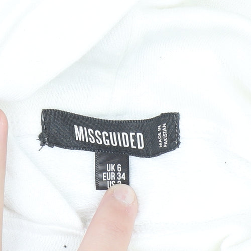 Missguided Women's White Pullover Hoodie Size 6 Cotton Blend