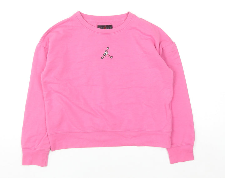 Jordan Girls Pink Crew Neck Pullover Sweatshirt 10-12 Years
