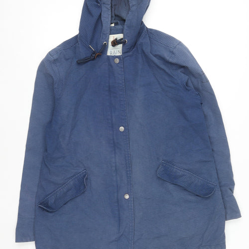 Seasalt Cornwall Women's Blue Hooded Waterproof Rain Coat Size 14