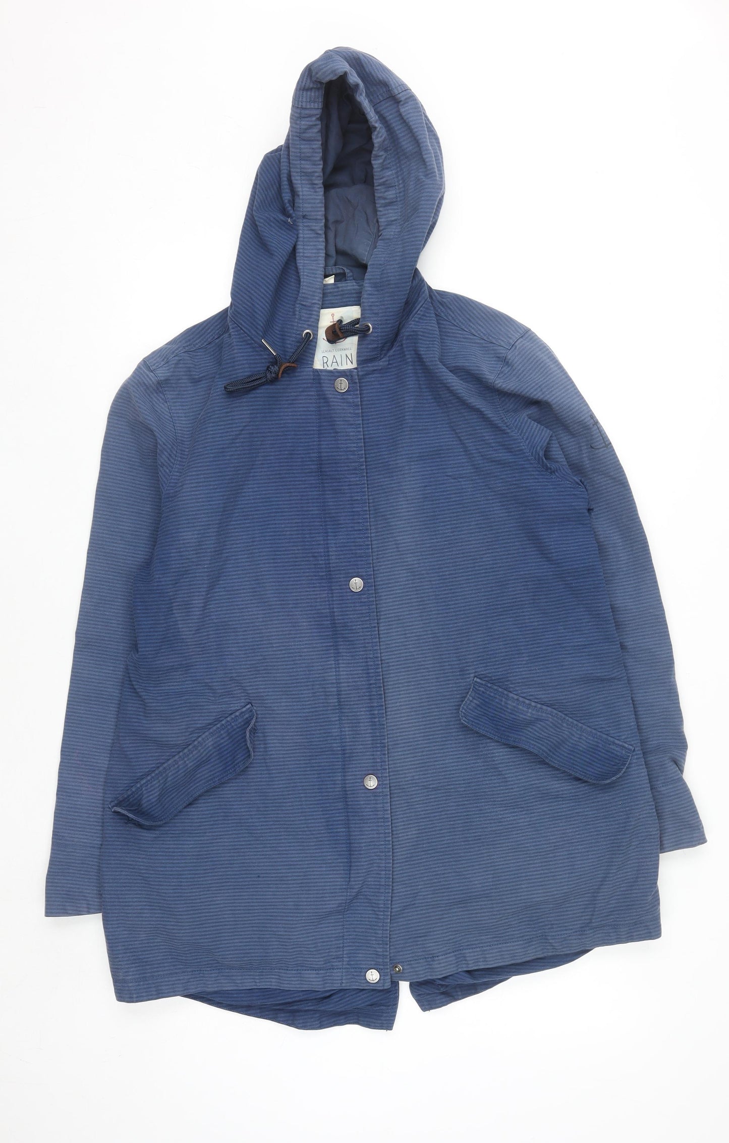 Seasalt Cornwall Women's Blue Hooded Waterproof Rain Coat Size 14