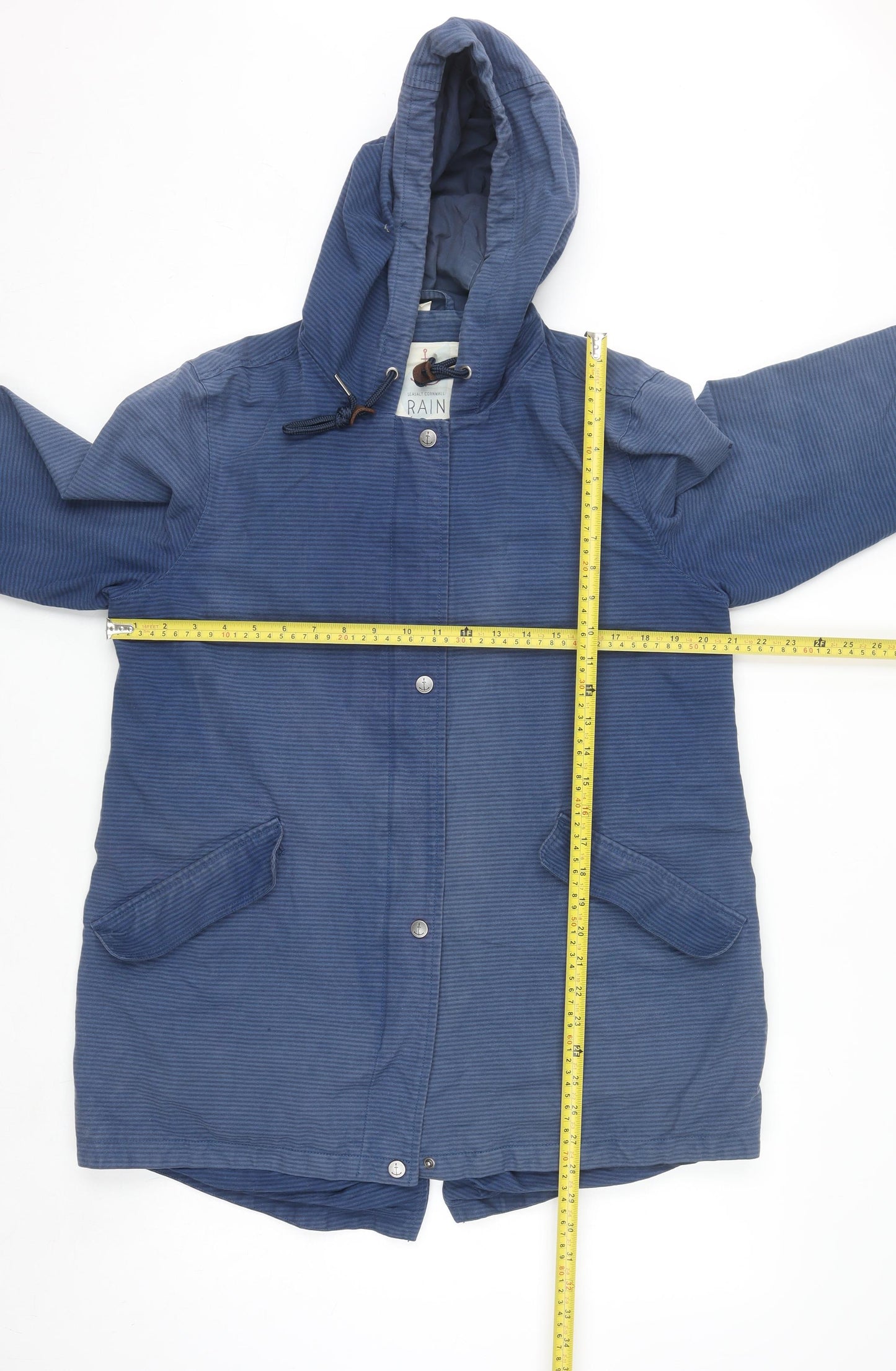 Seasalt Cornwall Women's Blue Hooded Waterproof Rain Coat Size 14
