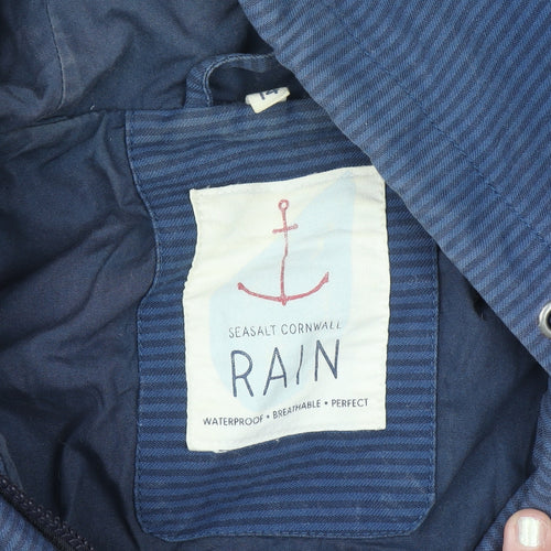 Seasalt Cornwall Women's Blue Hooded Waterproof Rain Coat Size 14