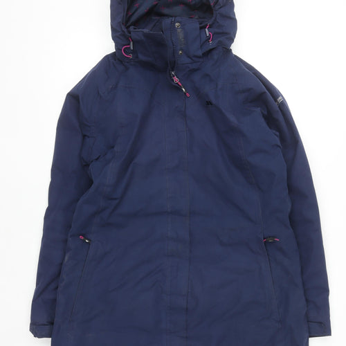 Trespass Women's Navy Waterproof Hooded Parka Coat Size 14 L