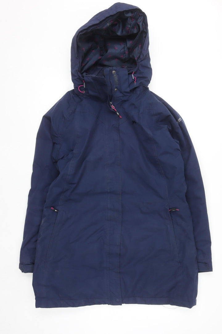 Trespass Women's Navy Waterproof Hooded Parka Coat Size 14 L