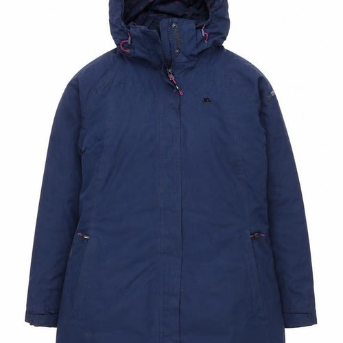 Trespass Women's Navy Waterproof Hooded Parka Coat Size 14 L