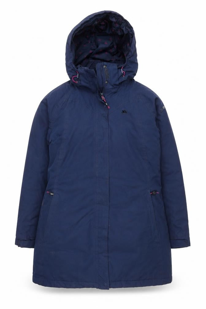 Trespass Women's Navy Waterproof Hooded Parka Coat Size 14 L
