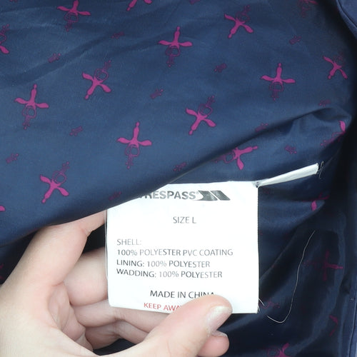 Trespass Women's Navy Waterproof Hooded Parka Coat Size 14 L