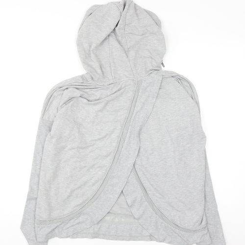 Yogalicious Womens Grey Wrap Back Hooded Pullover XL Lightweight Hoodie