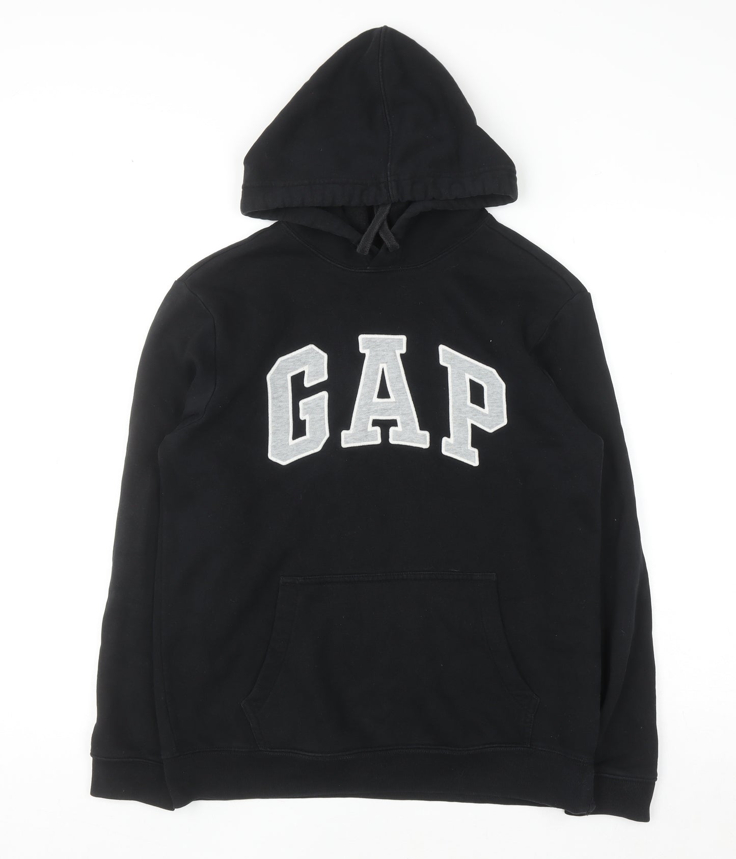 GAP Womens Black XS Pullover Hoodie Cotton Blend Logo Sweatshirt