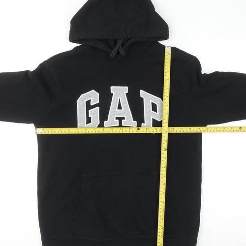 GAP Womens Black XS Pullover Hoodie Cotton Blend Logo Sweatshirt