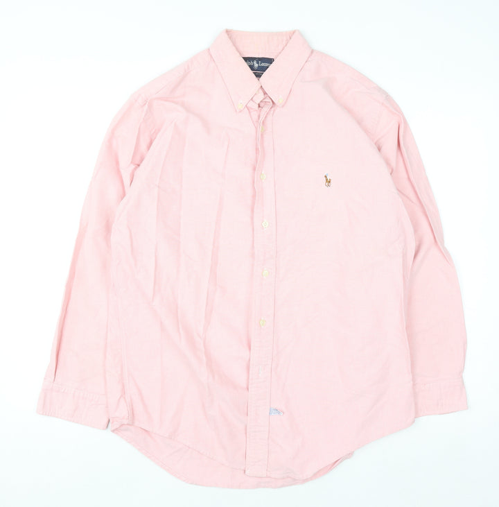 Ralph Lauren Men's Pink Long Sleeve Cotton Polo Shirt Size 16