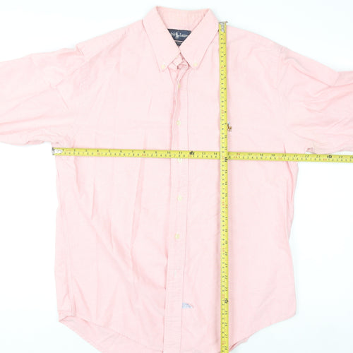 Ralph Lauren Men's Pink Long Sleeve Cotton Polo Shirt Size 16