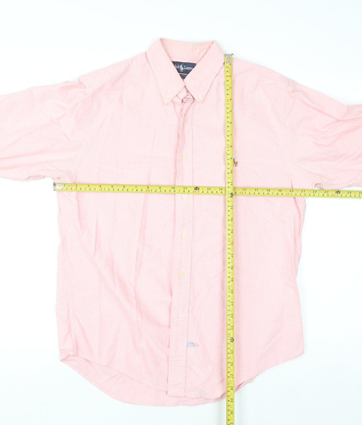 Ralph Lauren Men's Pink Long Sleeve Cotton Polo Shirt Size 16